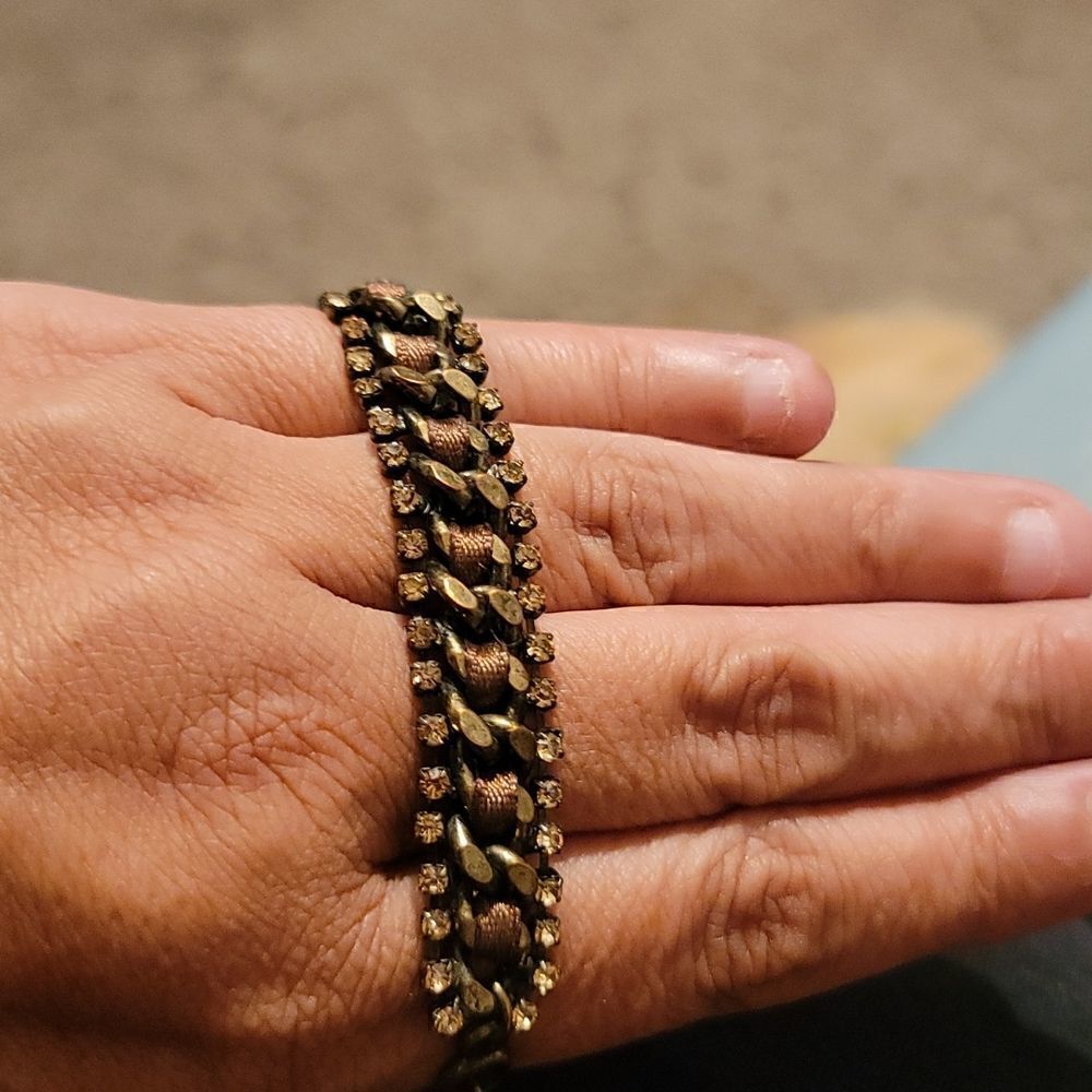 Brass Color Ribbon Bracelet   - Picture 3 of 4